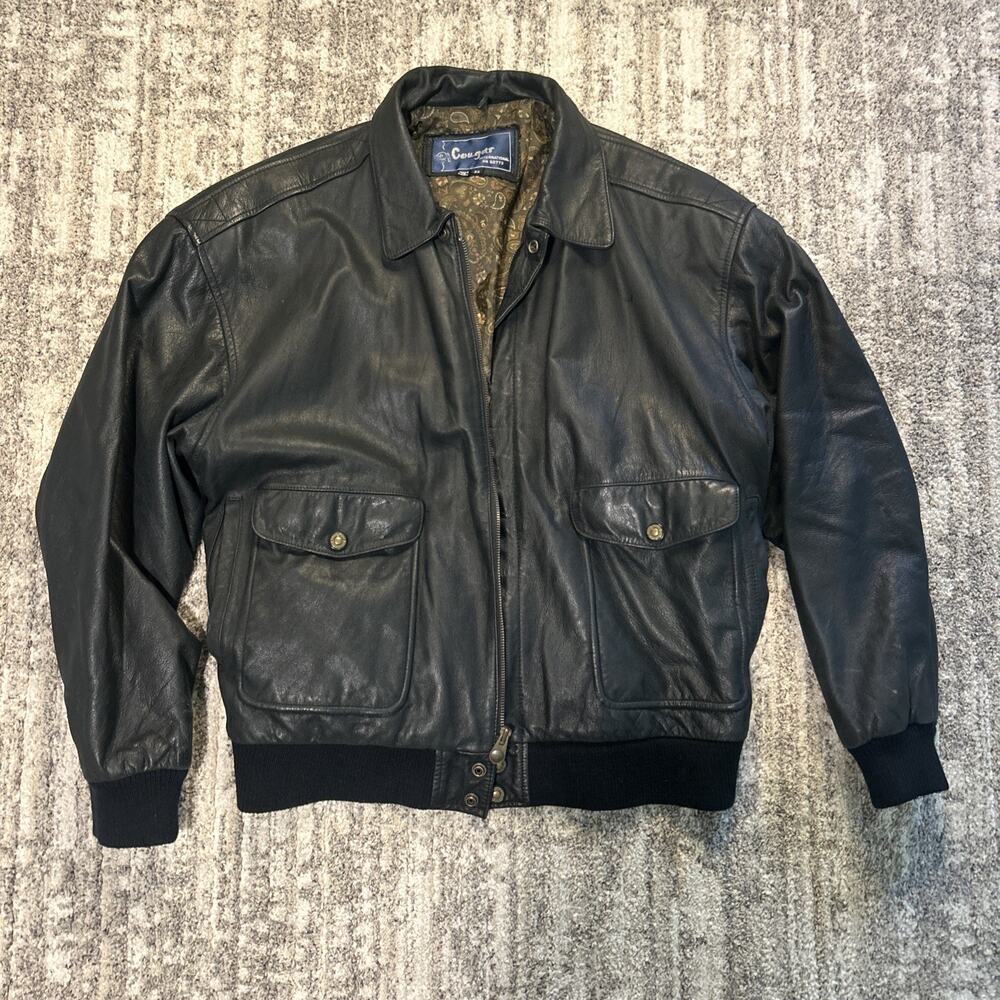 Cougar International Rn 68773 Size 2X Black Leather Coat